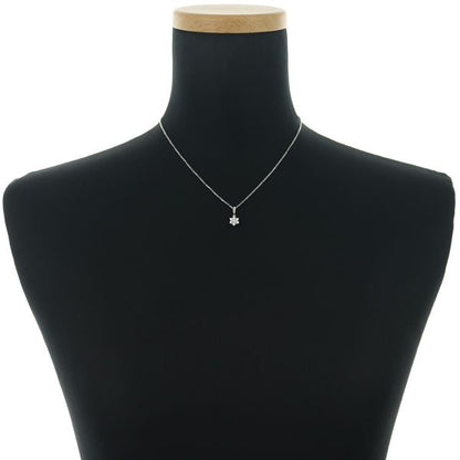 Mikimoto 18K white gold necklace with 0.21ct diamond flower pendant, 40cm length