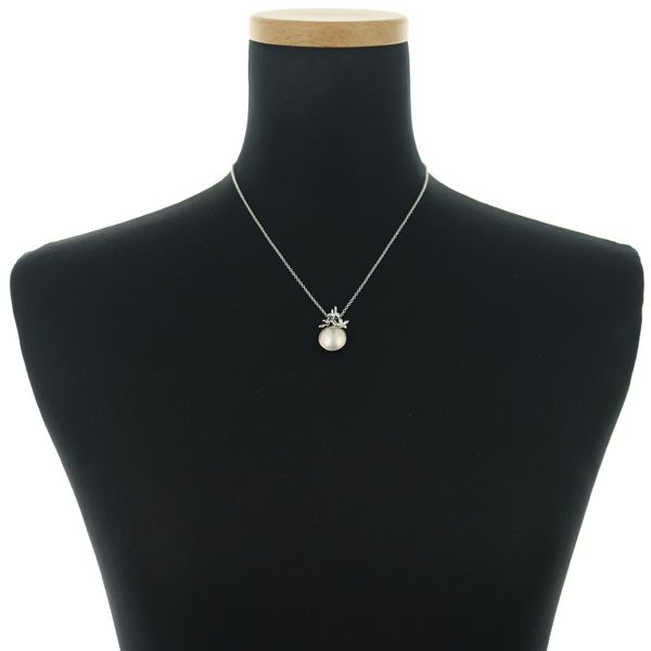 Tasaki silver necklace with 13.5mm Mabe pearl pendant, 38-40cm chain, removable top design