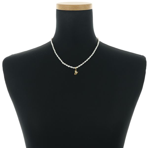 Mikimoto baby pearl necklace featuring 3.0-4.0mm freshwater pearls and a 3.7mm Akoya pearl initial Y pendant in 18k yellow gold