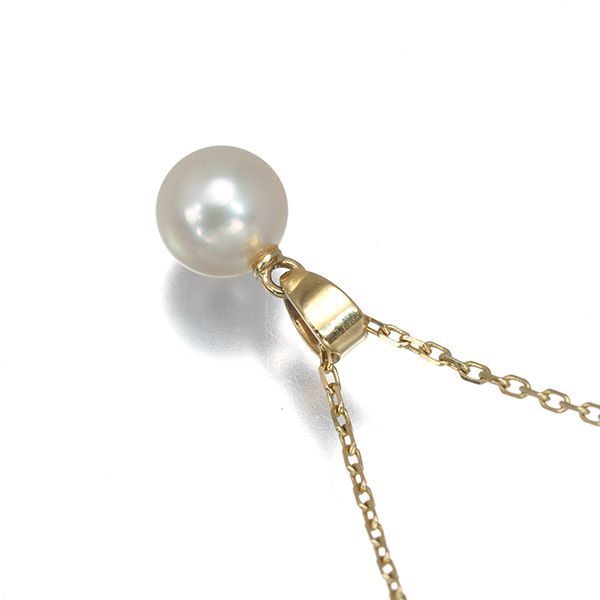 Mikimoto necklace with single 6.7mm Akoya pearl in 14k yellow gold on 36-40cm chain
