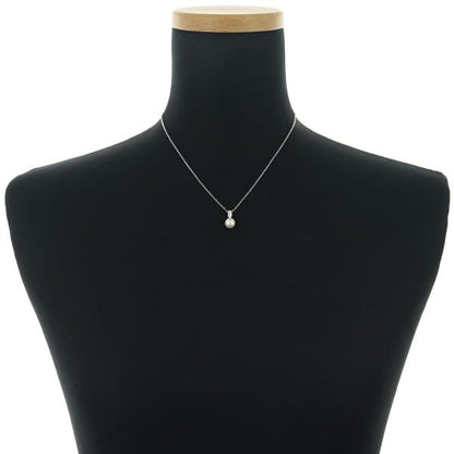 Mikimoto necklace with 7.2mm pearl and single diamond set in 18k white gold, 40cm length