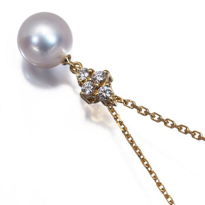 MiKIMOTO Law Necklace with 8.5mm pearl set in 18k yellow gold, 40cm chain, delicate and elegant design