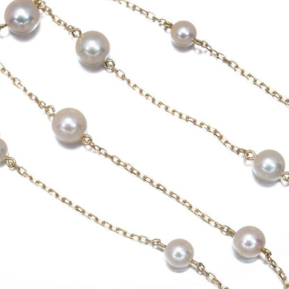 MIKIMOTO pearl necklace with 4.6-6.2mm pearls on 18K yellow gold chain, 38cm length