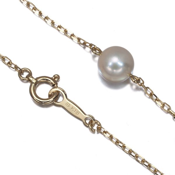 MIKIMOTO pearl necklace with 4.6-6.2mm pearls on 18K yellow gold chain, 38cm length