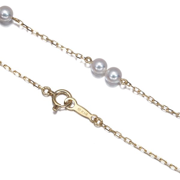 Mikimoto pearl necklace with 4.0mm pearls on 18K yellow gold chain, 40cm length