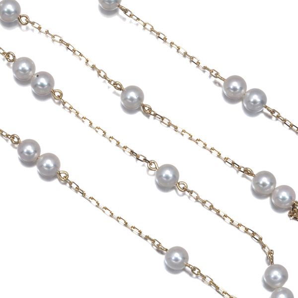 Mikimoto pearl necklace with 4.0mm pearls on 18K yellow gold chain, 40cm length