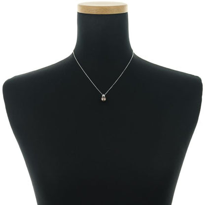 Mikimoto necklace featuring 8.7mm black pearl and diamond pendant set in K18WG metal, 40cm chain