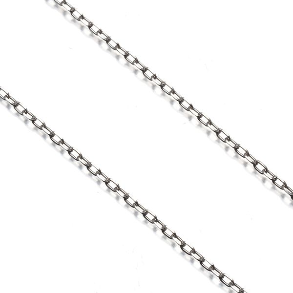 Mikimoto Cut Azuki chain necklace in 18K white gold, 37cm length, 1.1mm width, lightweight 1.7g