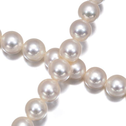 Tasaki silver necklace with 8.0-8.4mm white pearls measuring about 42cm length