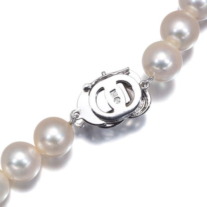 Tasaki silver necklace with 8.0-8.4mm white pearls measuring about 42cm length