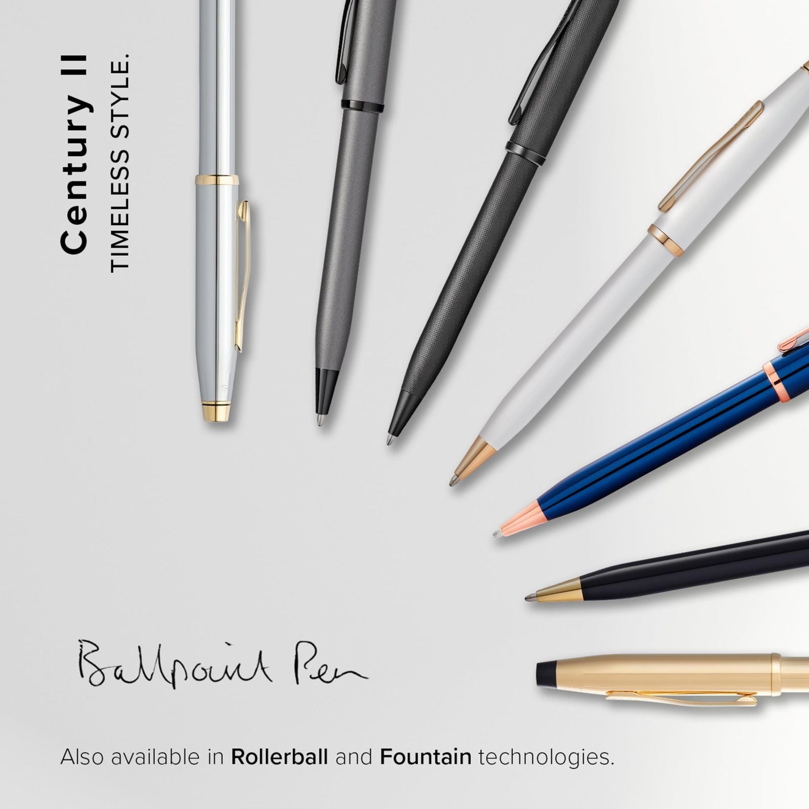 Cross Century II Pearl White ballpoint pen with premium gift box and matching shoppers gift