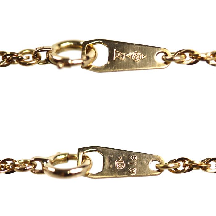 Mikimoto yellow gold K18YG necklace 40.5cm chain with 1.5mm width weighing 3.1g, ladies used jewelry