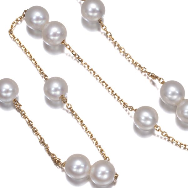 Tasaki Baby Pearl Necklace with 4.6mm pearls on 18k yellow gold chain 39-43cm length