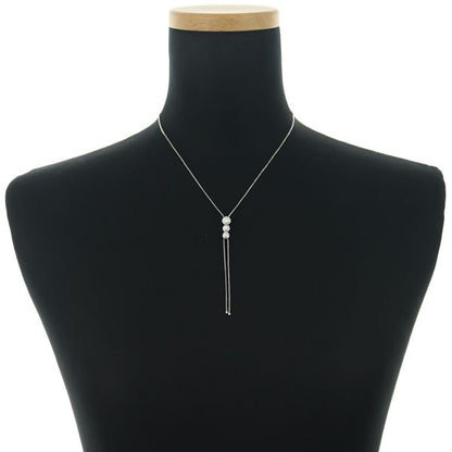 Tasaki necklace with 0.60ct diamond trilogy set in 18k white gold on a 51cm chain