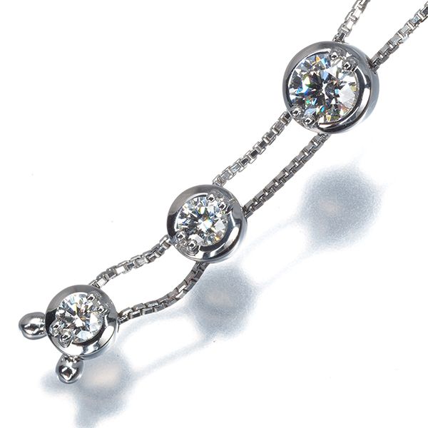 Tasaki necklace with 0.60ct diamond trilogy set in 18k white gold on a 51cm chain
