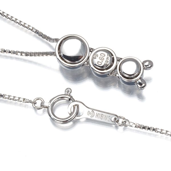 Tasaki necklace with 0.60ct diamond trilogy set in 18k white gold on a 51cm chain