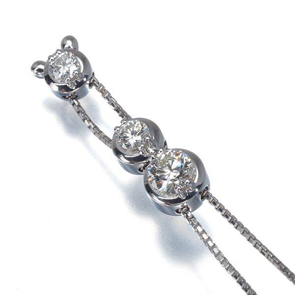 Tasaki necklace with 0.60ct diamond trilogy set in 18k white gold on a 51cm chain