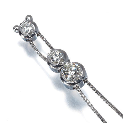 Tasaki necklace with 0.60ct diamond trilogy set in 18k white gold on a 51cm chain