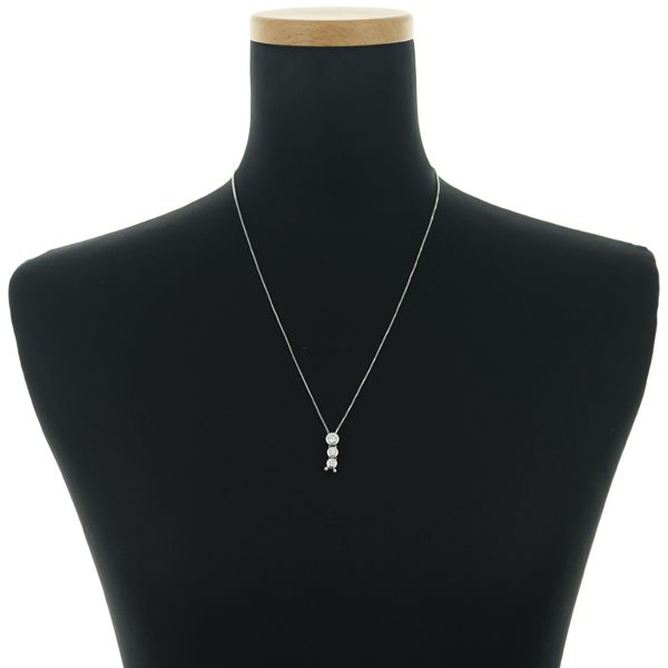 Tasaki necklace with 0.60ct diamond trilogy set in 18k white gold on a 51cm chain