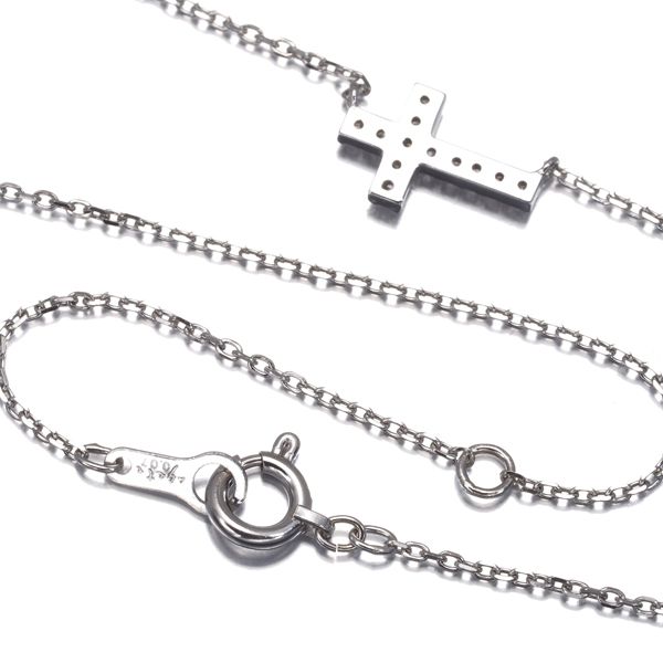 Agate necklace featuring a 0.07ct diamond cross pendant in white gold with 36/40 cm chain