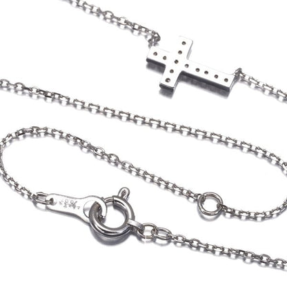 Agate necklace featuring a 0.07ct diamond cross pendant in white gold with 36/40 cm chain