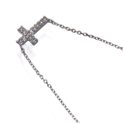 Agate necklace featuring a 0.07ct diamond cross pendant in white gold with 36/40 cm chain