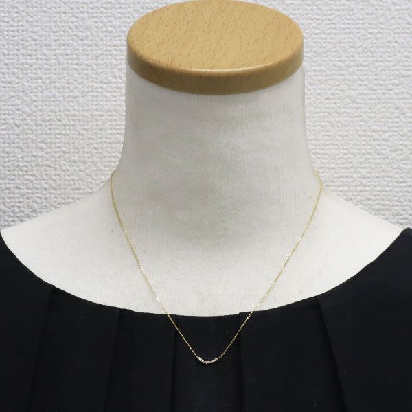 Agete K18YG yellow gold pendant necklace with 0.04ct diamond on 40cm adjustable chain