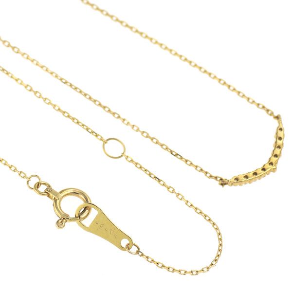 Agete K18YG yellow gold pendant necklace with 0.04ct diamond on 40cm adjustable chain