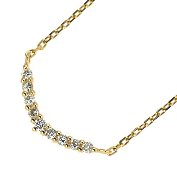Agete K18YG yellow gold pendant necklace with 0.04ct diamond on 40cm adjustable chain