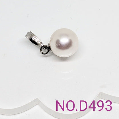 Akoya pearl pendant 8.15mm on rhodium plated SV925 with 45cm brass chain NO.D493