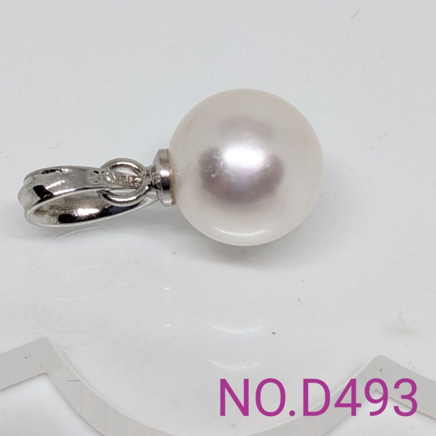 Akoya pearl pendant 8.15mm on rhodium plated SV925 with 45cm brass chain NO.D493