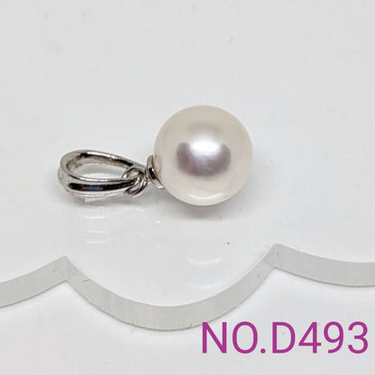 Akoya pearl pendant 8.15mm on rhodium plated SV925 with 45cm brass chain NO.D493