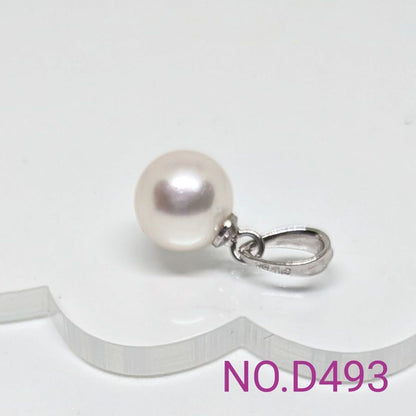 Akoya pearl pendant 8.15mm on rhodium plated SV925 with 45cm brass chain NO.D493
