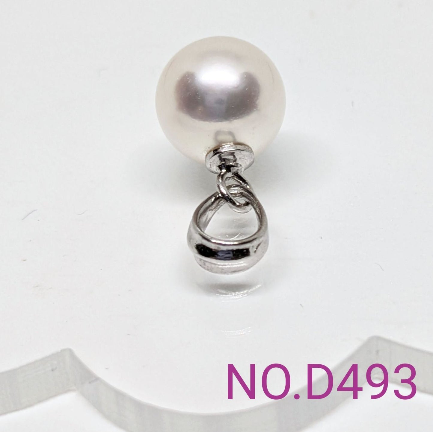 Akoya pearl pendant 8.15mm on rhodium plated SV925 with 45cm brass chain NO.D493