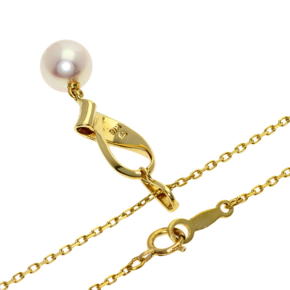 MIKIMOTO ladies pearl necklace with 7mm pearl on 40cm K18YG gold chain