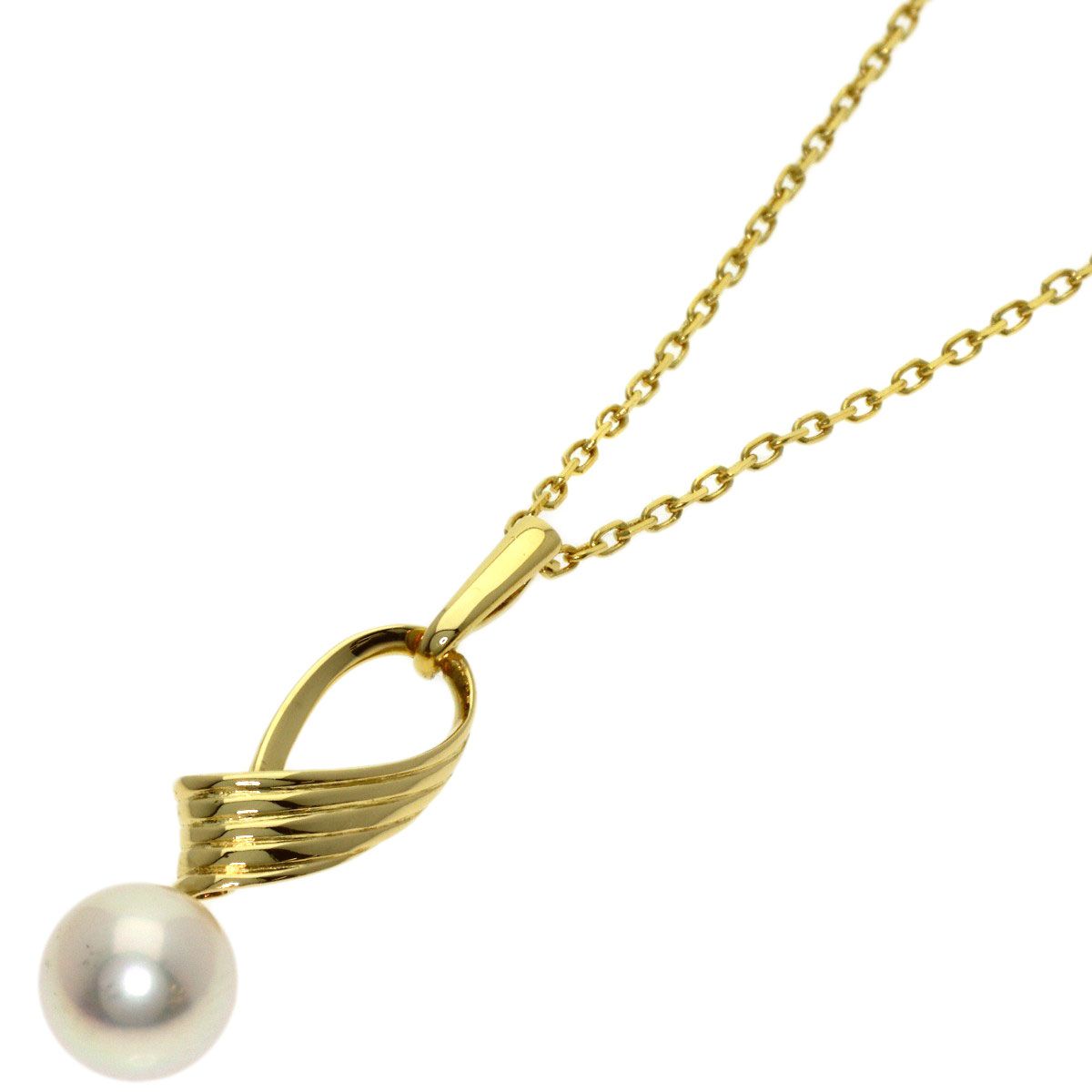 MIKIMOTO ladies pearl necklace with 7mm pearl on 40cm K18YG gold chain