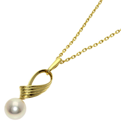 MIKIMOTO ladies pearl necklace with 7mm pearl on 40cm K18YG gold chain