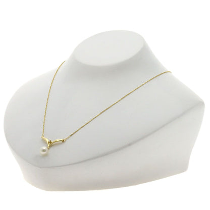 MIKIMOTO ladies pearl diamond necklace with 7.1mm pearl on 42cm K18YG gold chain