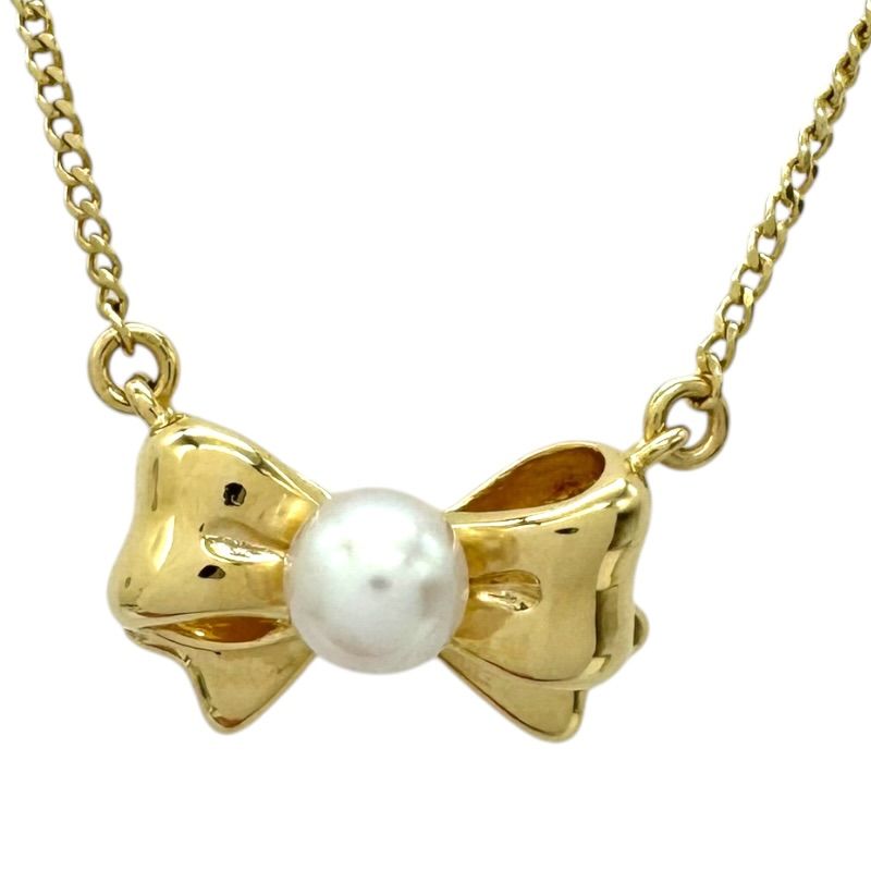 Tasaki Pearl Ribbon Necklace in 18K yellow gold with oval pearl and 39 cm chain