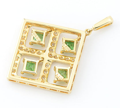 Mikimoto pendant top with 1.10ct step cut green garnet and 0.32ct secondary stones