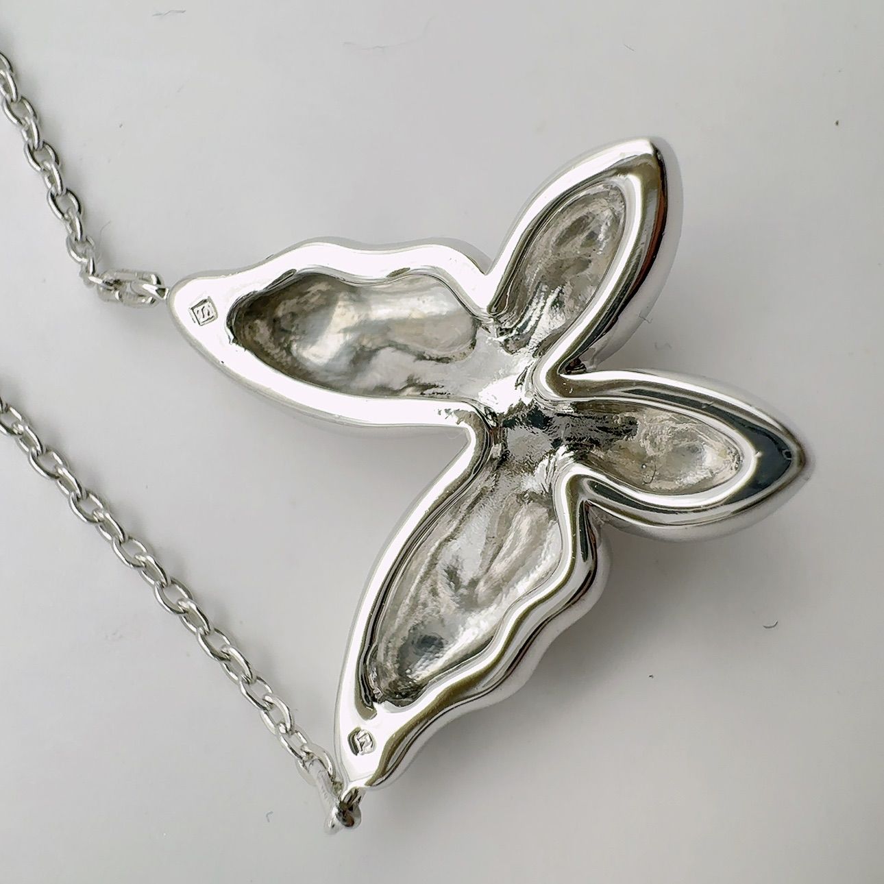 Mikimoto Butterfly necklace featuring sterling silver and 4mm pearl on a 43cm chain