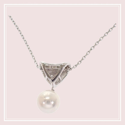 Mikimoto Akoya pearl pendant necklace in 18K white gold with diamond and 40cm chain