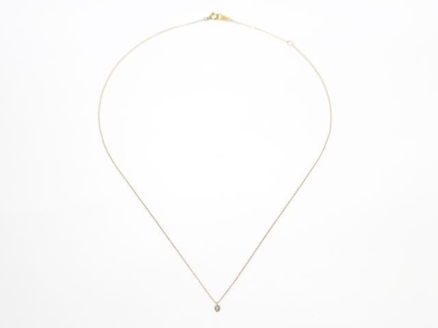 Agete K18 yellow gold necklace with 0.05ct diamond pendant approximately 2.5mm square and 40cm chain length