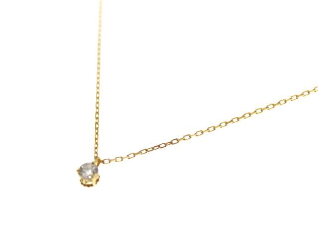 Agete K18 yellow gold necklace with 0.05ct diamond pendant approximately 2.5mm square and 40cm chain length