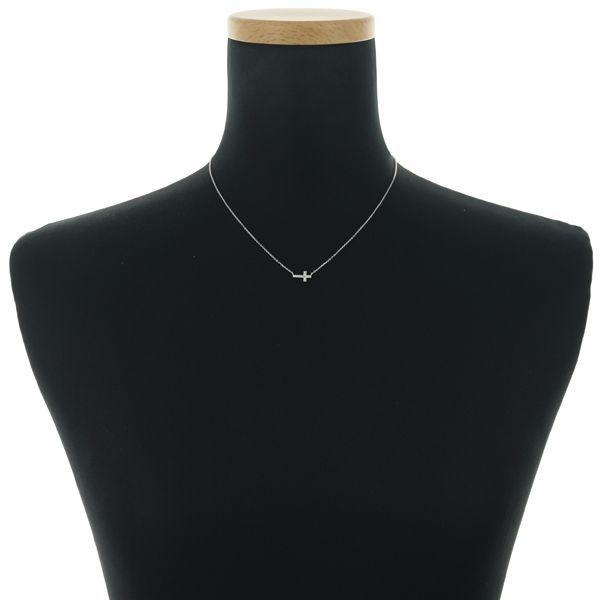 Agate necklace featuring a 0.07ct diamond cross pendant in white gold with 36/40 cm chain