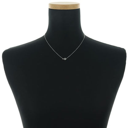 Agate necklace featuring a 0.07ct diamond cross pendant in white gold with 36/40 cm chain
