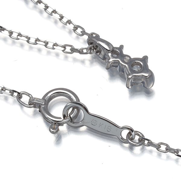 Mikimoto necklace with 0.09ct diamonds set in 18K white gold, 39cm chain, elegant and delicate design