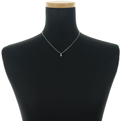 Mikimoto necklace with 0.09ct diamonds set in 18K white gold, 39cm chain, elegant and delicate design
