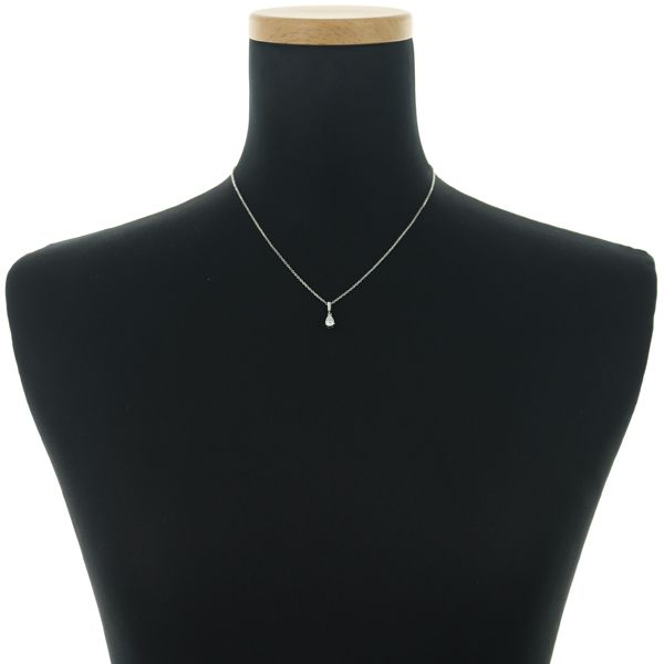 Mikimoto necklace with 0.425ct pear shape diamond and single pearl on 18k white gold chain