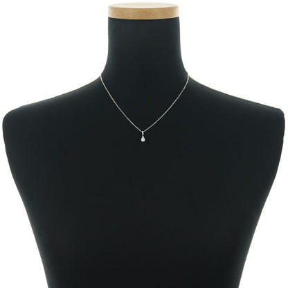 Mikimoto necklace with 0.425ct pear shape diamond and single pearl on 18k white gold chain